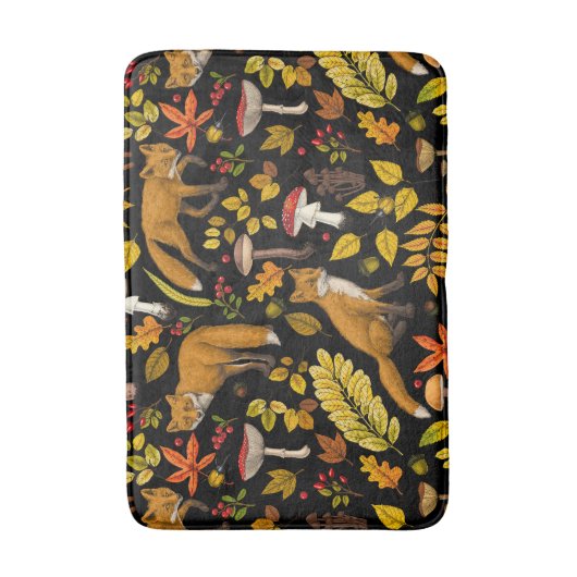 Herfst vossen op zwart badmat (Voorkant Verticaal)