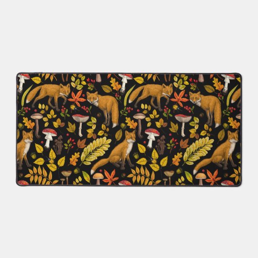 Herfst vossen op zwart bureaumat (Voorkant)