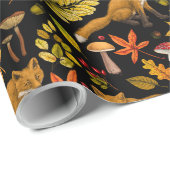 Herfst vossen op zwart cadeaupapier (Rol Hoek)