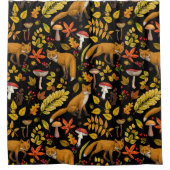 Herfst vossen op zwart douchegordijn (Voorkant)