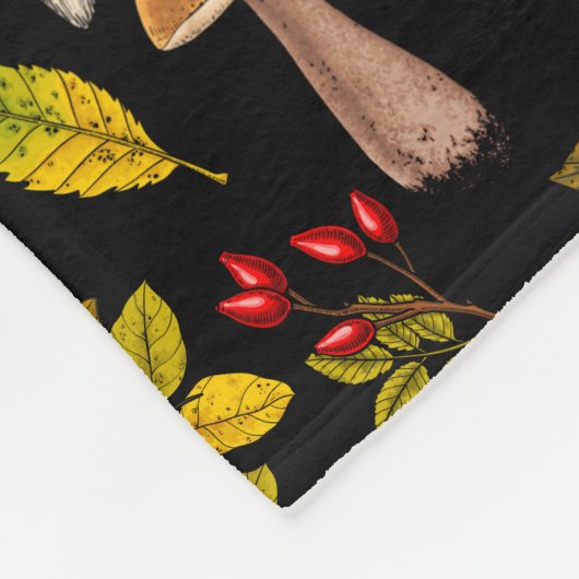 Herfst vossen op zwart fleece deken (Hoek)