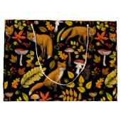 Herfst vossen op zwart groot cadeauzakje (Achterkant)