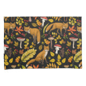 Herfst vossen op zwart kussensloop (Voorkant-Rechts)