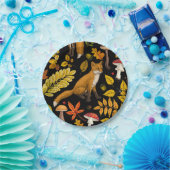 Herfst vossen op zwart papieren bordje (Feest)