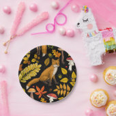 Herfst vossen op zwart papieren bordje (Feest)