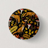 Herfst vossen op zwart ronde button 3,2 cm (Voorkant)