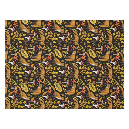 Herfst vossen op zwart tafelkleed (Voorkant (Horizontaal))