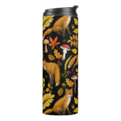 Herfst vossen op zwart thermosbeker (Gedraaid links)