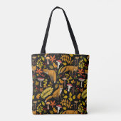 Herfst vossen op zwart tote bag (Achterkant)