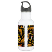 Herfst vossen op zwart waterfles  (Achterkant)