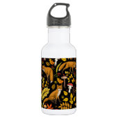 Herfst vossen op zwart waterfles (Voorkant)