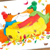 Herfst vossen wenskaart van Nicole Janes Kaart