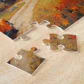 Herfst vrachtwagen tweedekker cabin scène legpuzzel (Zijkant)