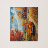 Herfst vrachtwagen tweedekker cabin scène legpuzzel (Verticaal)