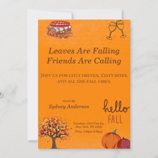 Herfst Vrienden en Familie Uitnodiging (Voorkant)