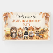 Herfst Vrienden Leuke Dieren 1e Verjaardag Welkom Spandoek (Horizontaal)