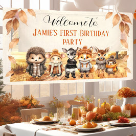 Herfst Vrienden Leuke Dieren 1e Verjaardag Welkom Spandoek