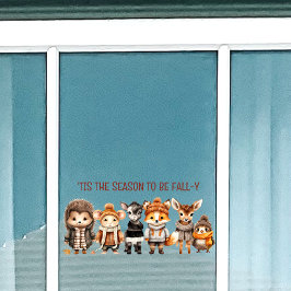 Herfst Vrienden Leuke Dieren Tekstvenster Cling Raamsticker