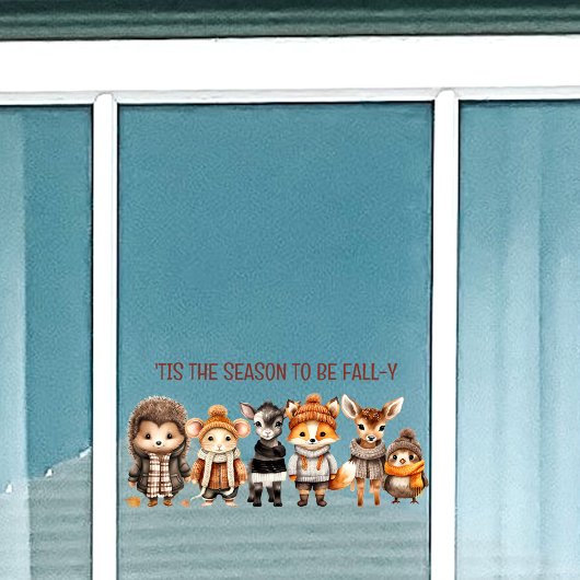 Herfst Vrienden Leuke Dieren Tekstvenster Cling Raamsticker