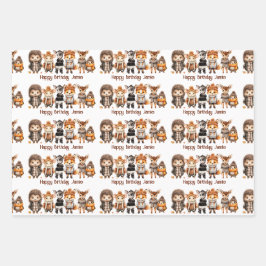 Herfst Vrienden Schattige Bos Dieren Naam Geperson Inpakpapier Vel