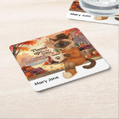 Herfst Vriendschapsfeest voor kattenliefhebbers Kartonnen Onderzetters (Schuin)