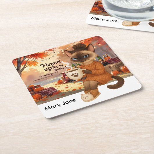 Herfst Vriendschapsfeest voor kattenliefhebbers Kartonnen Onderzetters (Schuin)