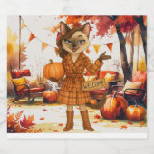 Herfst Vriendschapsfeest voor kattenliefhebbers Sparkling Wijnetiket (Enkel label)