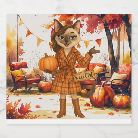 Herfst Vriendschapsfeest voor kattenliefhebbers Sparkling Wijnetiket (Enkel label)