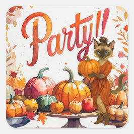 Herfst Vriendschapsfeest voor kattenliefhebbers Vierkante Sticker
