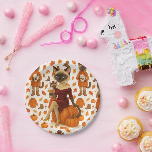 Herfst Vriendsgeven Herfst Party voor Kattenliefhe Papieren Bordje (Feest)