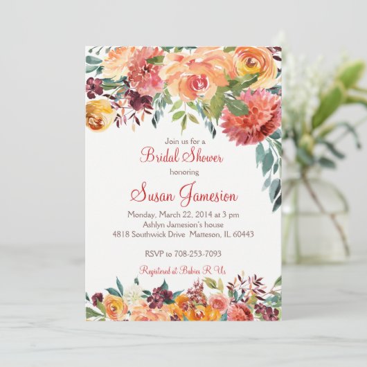 Herfst Vrijgezellenfeest, baby shower uitnodiging (Staand voorkant)