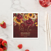 Herfst vrijgezellenfeest bordeaux rozen zonnebloem servet (Insitu)