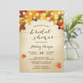 Herfst Vrijgezellenfeest Burlap String Lights Leav Kaart (Staand voorkant)