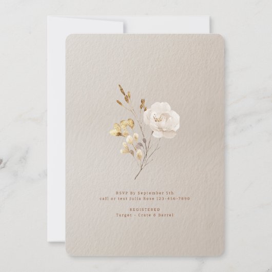 Herfst Vrijgezellenfeest Gown Uitnodiging met bloe (Achterkant)