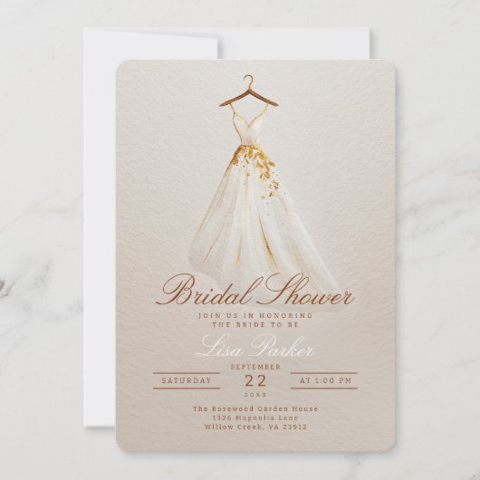 Herfst Vrijgezellenfeest Gown Uitnodiging met bloe (Voorkant)