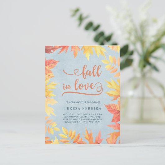 Herfst Vrijgezellenfeest Herfst Liefde Eenvoudige  Uitnodiging Briefkaart (Staand voorkant)