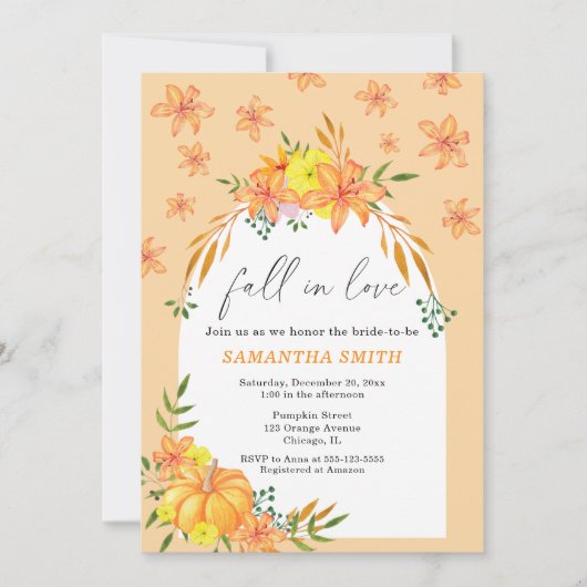 Herfst vrijgezellenfeest Pompoen en bloemen Arch Kaart (Voorkant)