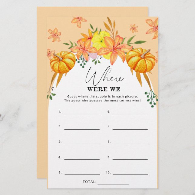 Herfst Vrijgezellenfeest Pompoen Waar waren we spe (Voorkant / Achterkant)