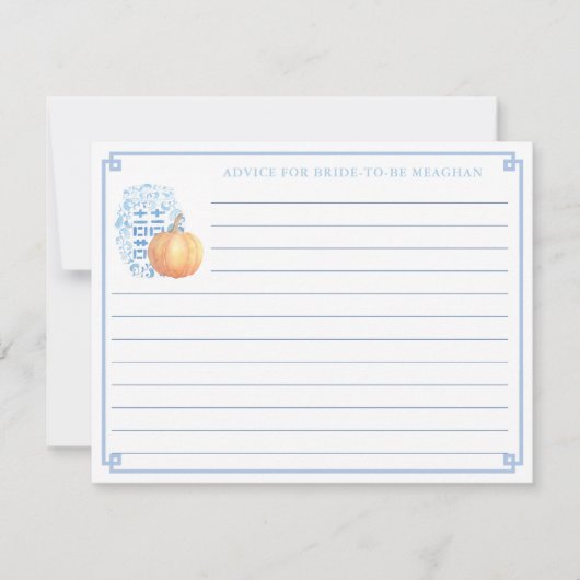 Herfst Vrijgezellenfeest pompoenadvies voor bride Kaart (Voorkant)