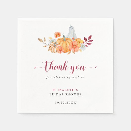 Herfst Vrijgezellenfeest Pumpkin Script Hartelijk  Servet (Voorkant)