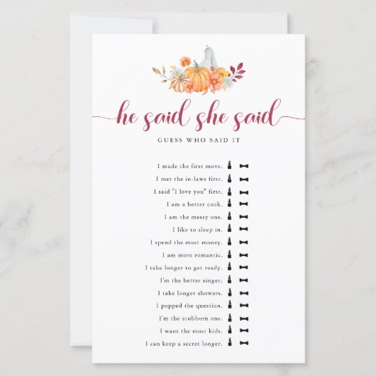 Herfst Vrijgezellenfeest Pumpkin zei dat ze Game z (Voorkant)