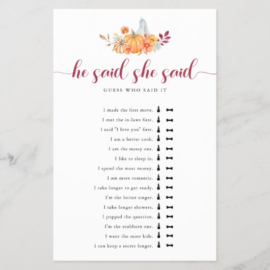 Herfst Vrijgezellenfeest Pumpkin zei dat ze Game z Flyer (Voorkant)