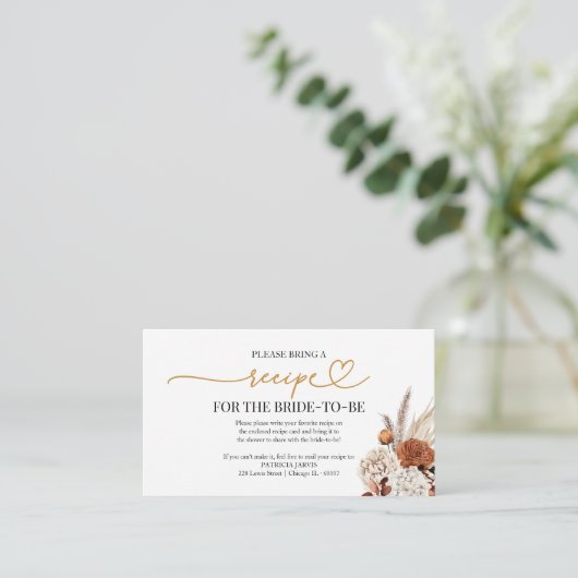 Herfst Vrijgezellenfeest Recept Aanvraag ENCL Informatiekaartje (Staand voorkant)