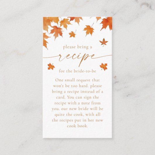 Herfst Vrijgezellenfeest Recept Aanvraag Informatiekaartje (Voorkant)