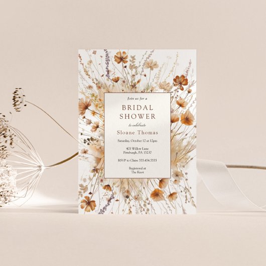 Herfst Vrijgezellenfeest Sinaasappel Bloemenuitnod Kaart