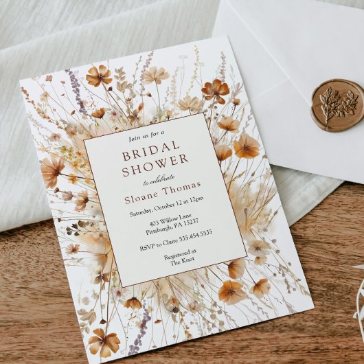 Herfst Vrijgezellenfeest Sinaasappel Bloemenuitnod Kaart