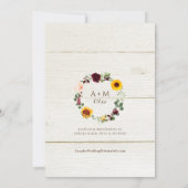 Herfst Vrijgezellenfeest Sunflower Rozen Burgundy  Kaart (Achterkant)