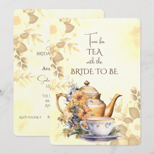 Herfst Vrijgezellenfeest Tea Party Uitnodiging (Voorkant / Achterkant)