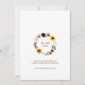 Herfst Vrijgezellenfeest Zonnebloem Rozen Burgundy Kaart (Achterkant)