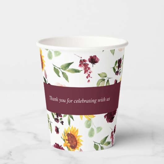 Herfst Vrijgezellenfeest Zonnebloemen en Rozen Blo Papieren Bekers (Achterkant)